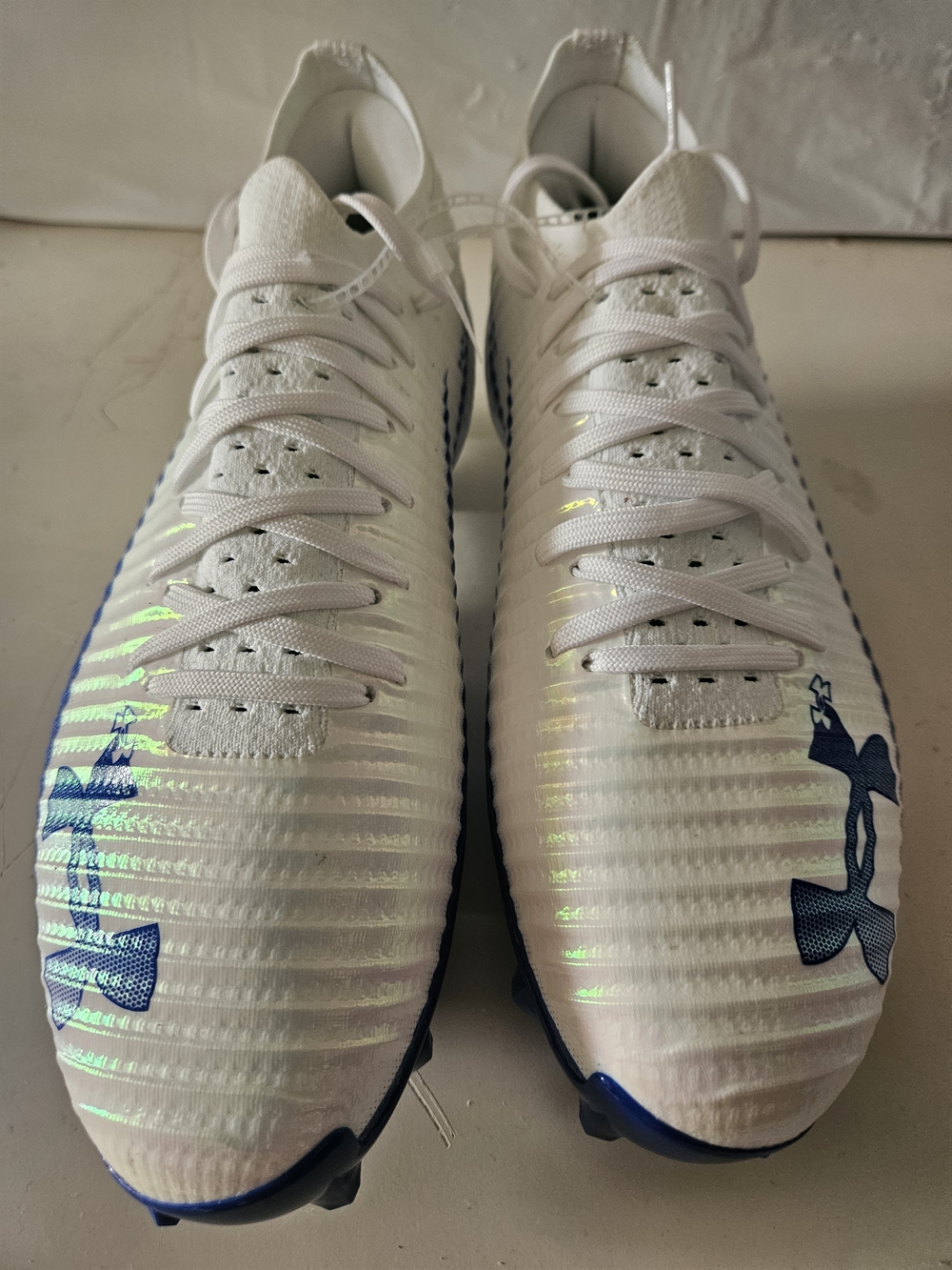 Under Armour Blur Smoke 2.0 MC Football Cleats White Blue Men's Size 9.5 New